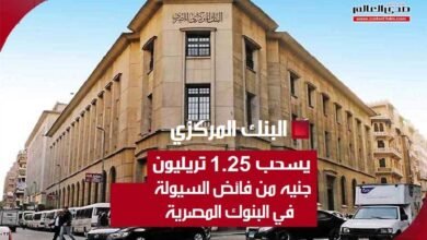 البنك المركزي يسحب 1,25 تريليون جنيه من فائض السيولة في البنوك المصرية