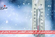 درجات الحرارة تصل إلى 4.. توقعات الطقس السبت 4 يناير في مصر