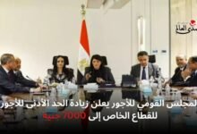 القومي للأجور يعلن زيادة الحد الأدنى للأجور للقطاع الخاص لـ 7000 جنيه